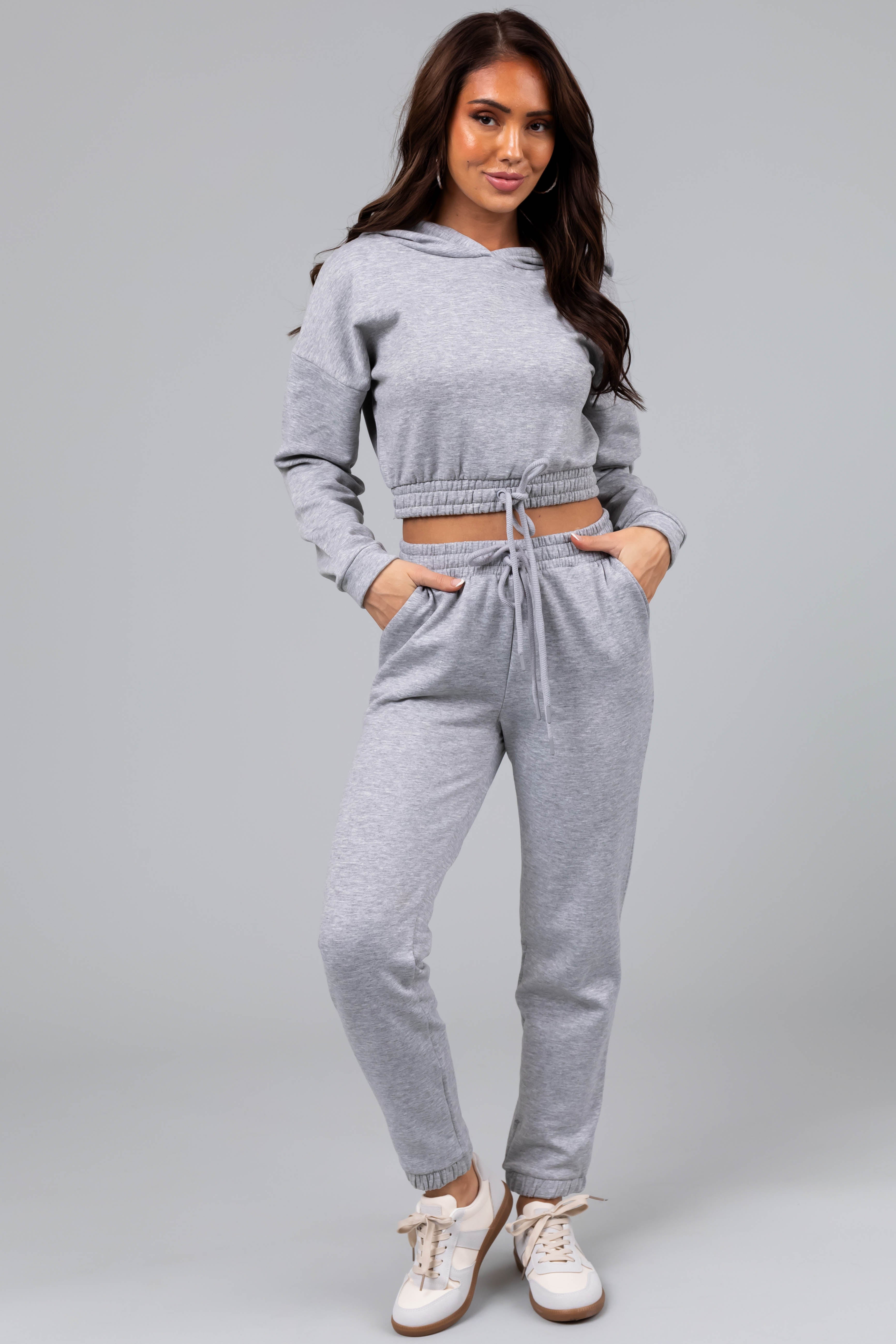 Dove Grey Cropped Hoodie and Joggers Set