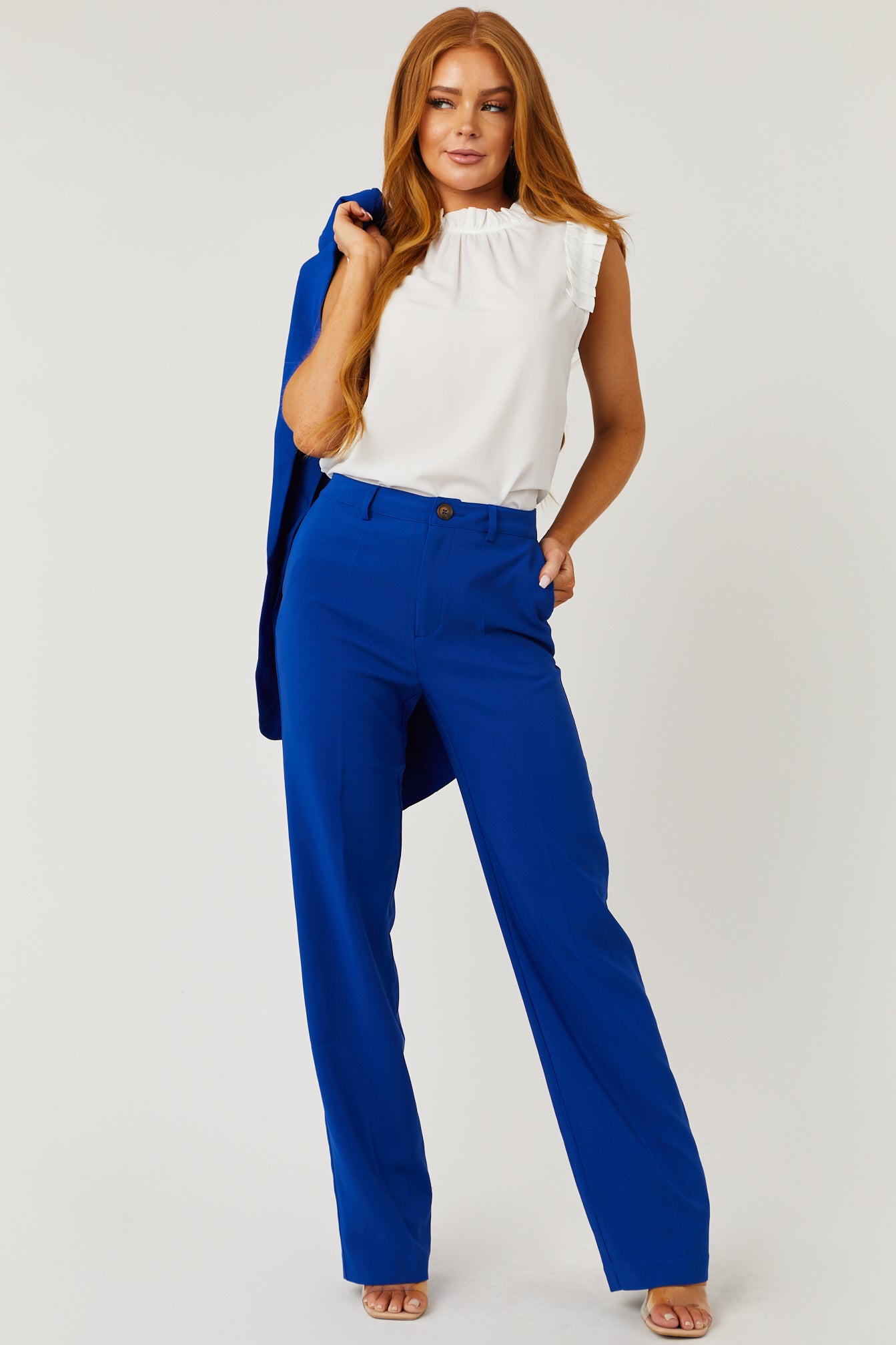 Women's Blue Editor Dress Pants - Straight Leg Dress Pants - Express