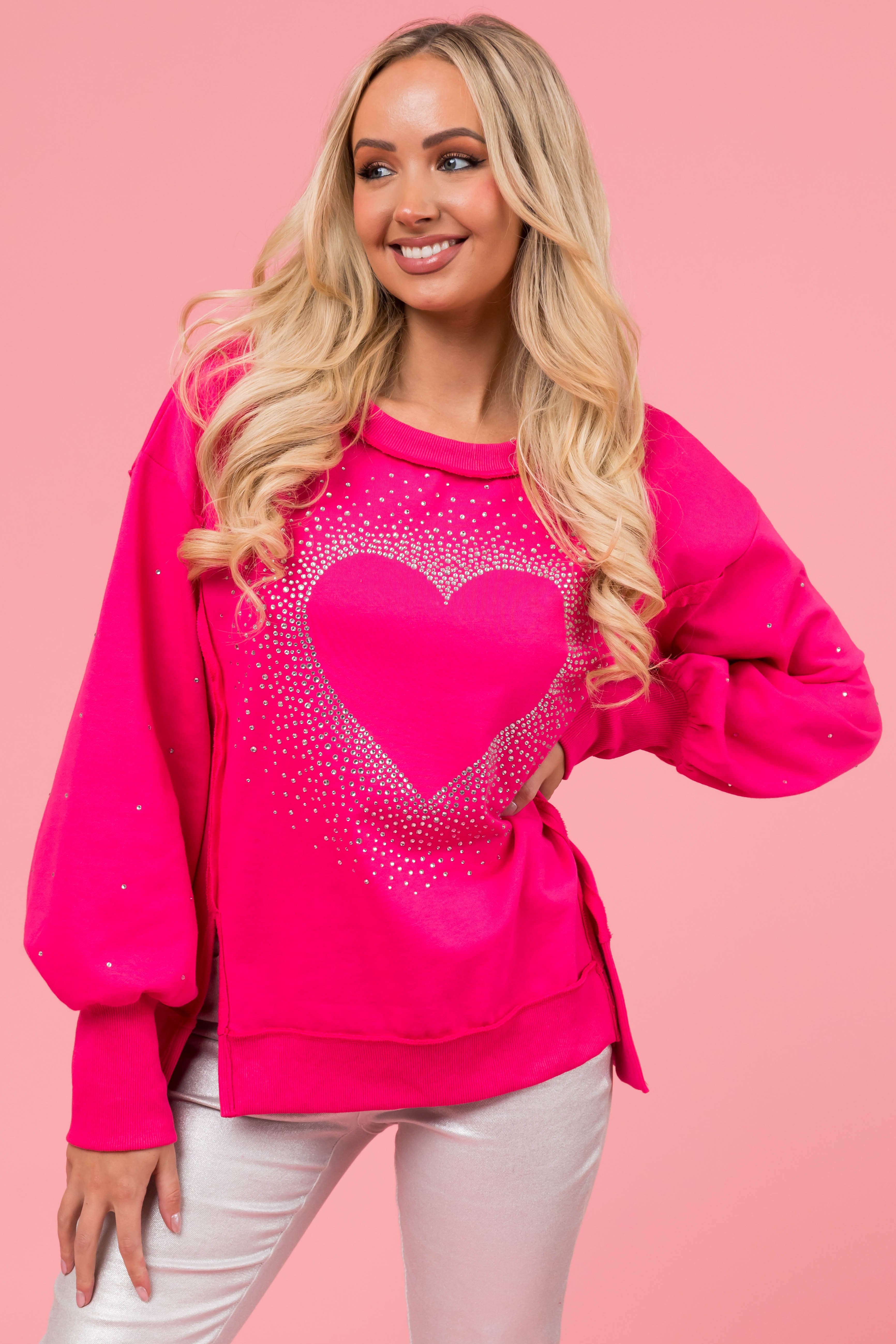Bedazzled Sweatshirt- Pink - Heart of the South