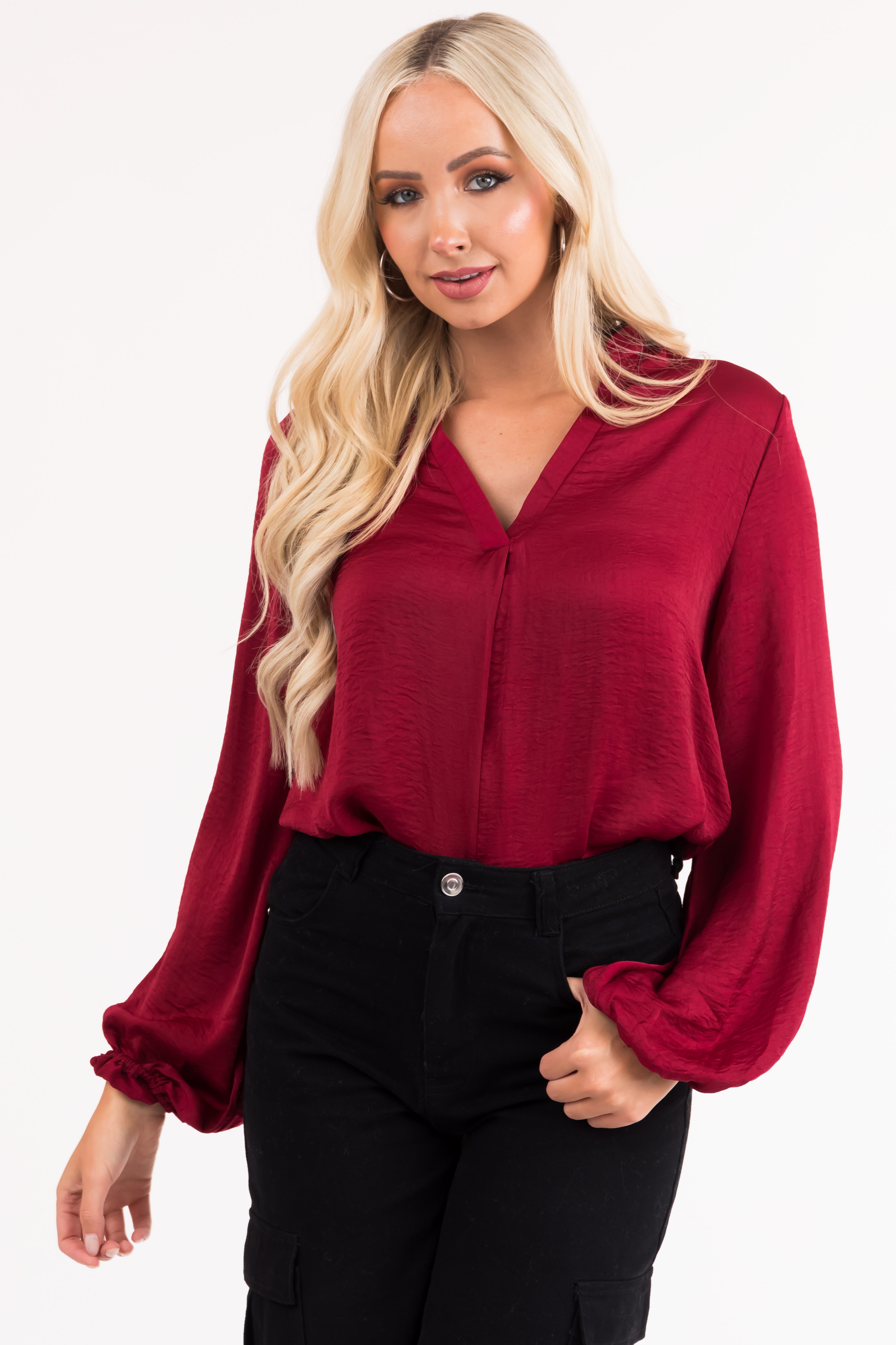 Maroon sales satin top