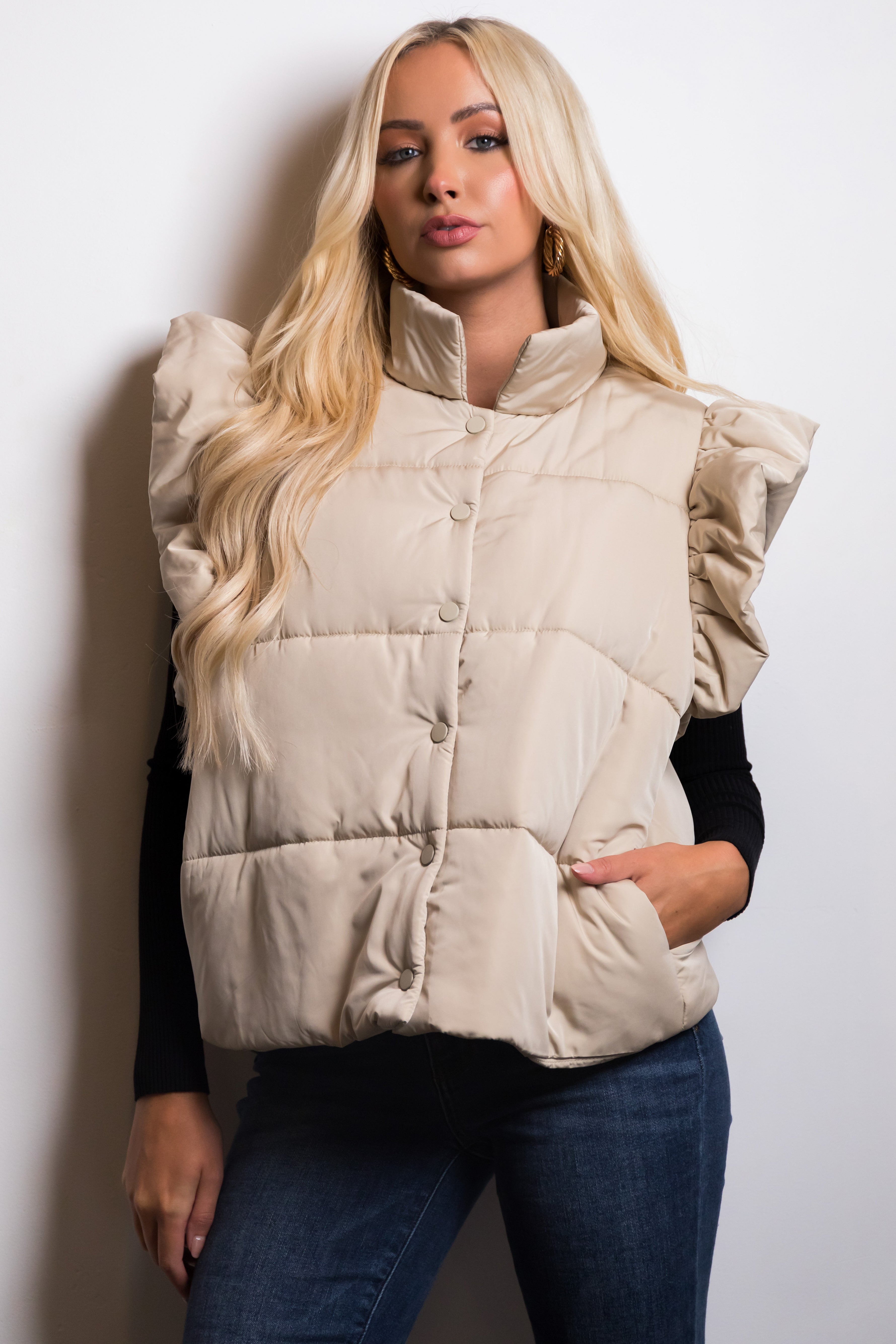 Cropped Puffer Vest - Hazel