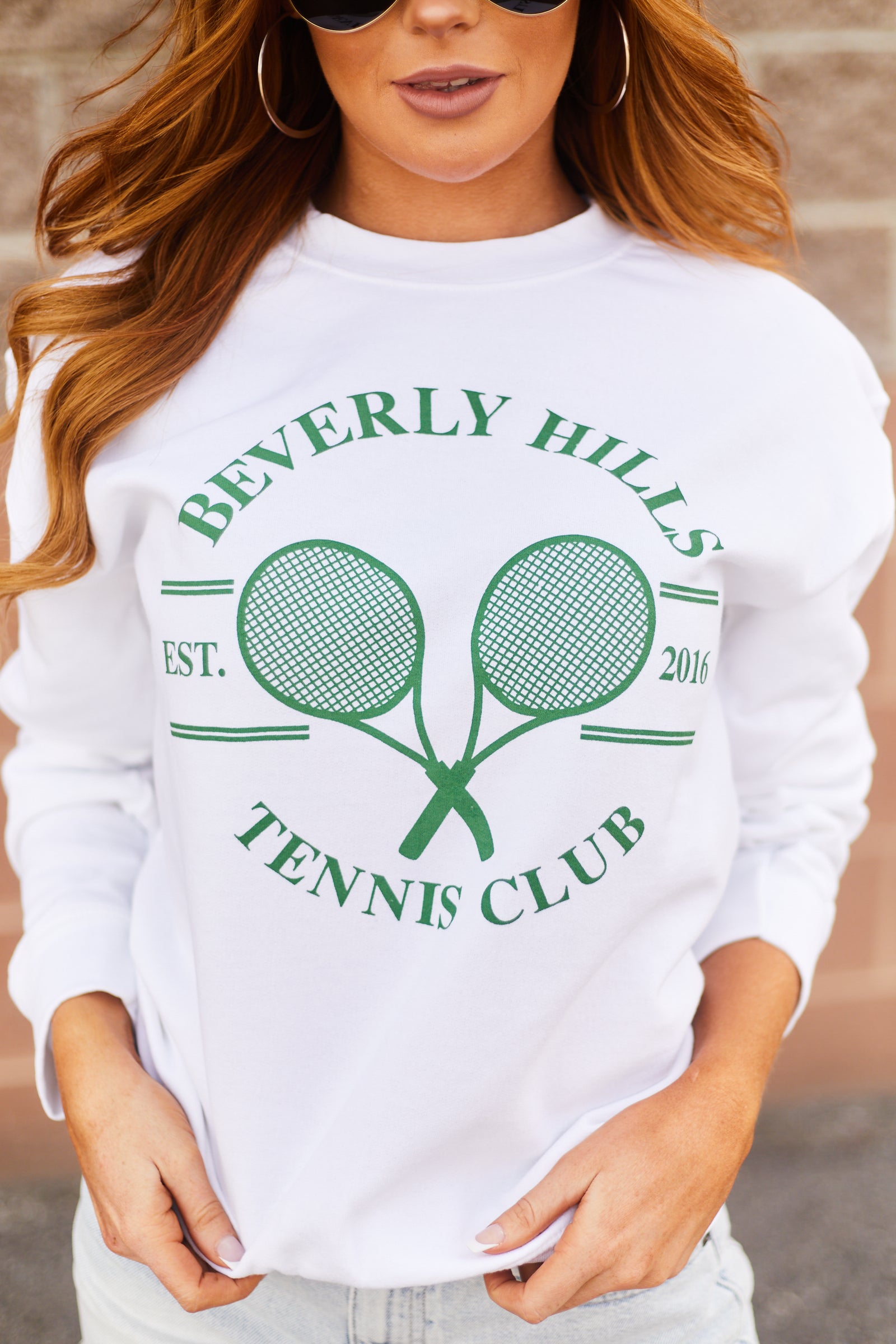White 'Beverly Hills Tennis Club' Sweatshirt | Lime Lush