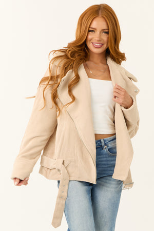 Almond Corduroy Asymmetrical Jacket