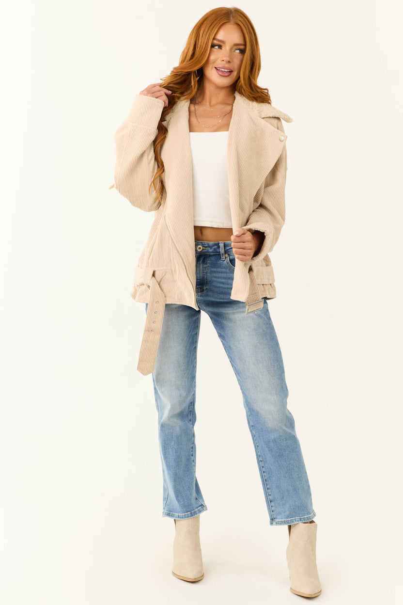 Almond Corduroy Asymmetrical Jacket