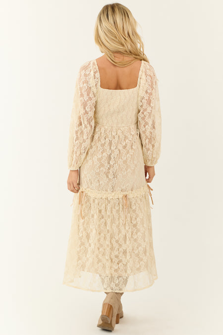 Almond Lace Corset Style Maxi Dress