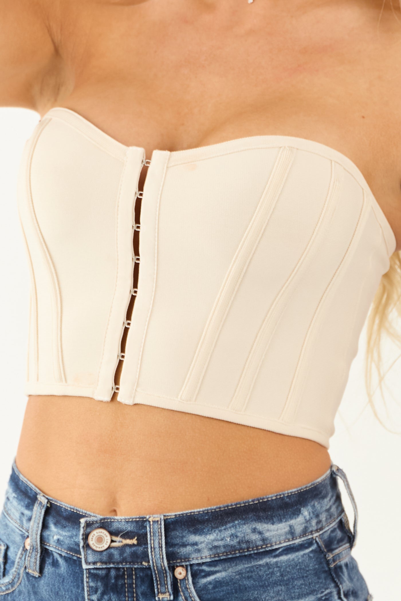 Almond Sweetheart Neckline Strapless Corset Top