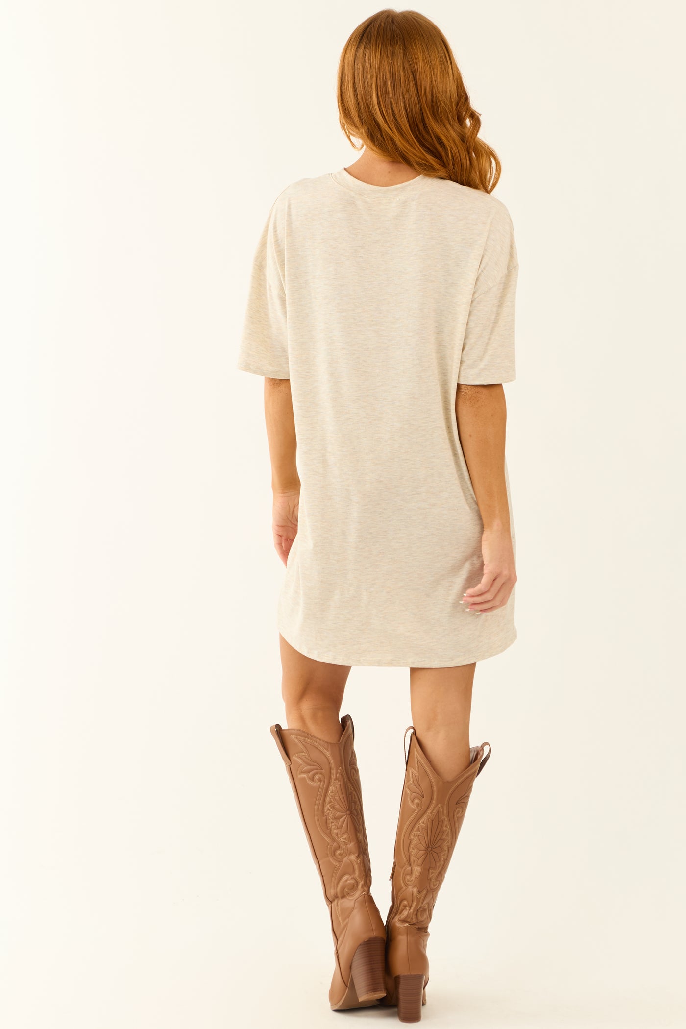 Almond Western Boot Graphic T Shirt Dress