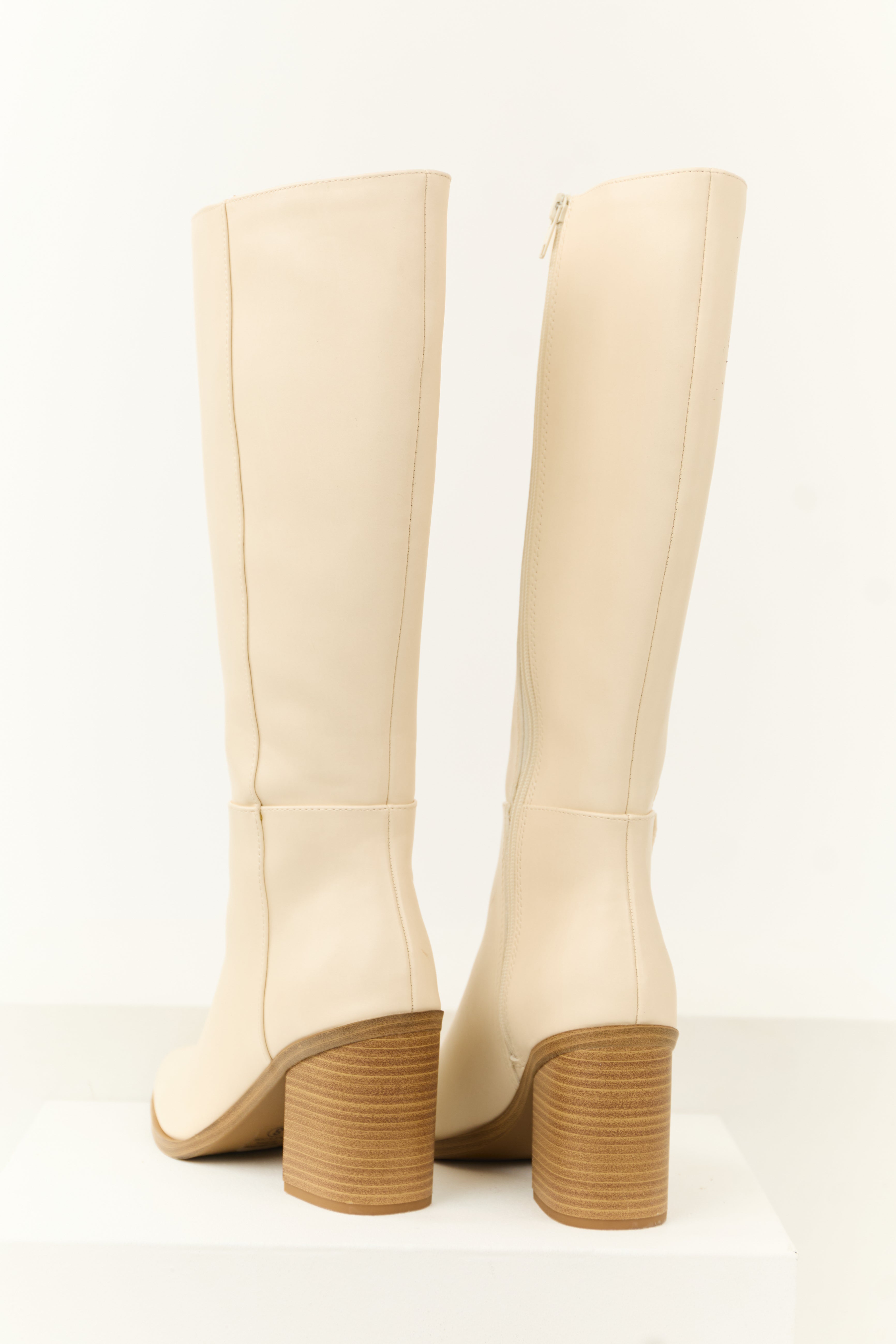 Almond Faux Leather Pointed Toe Boots
