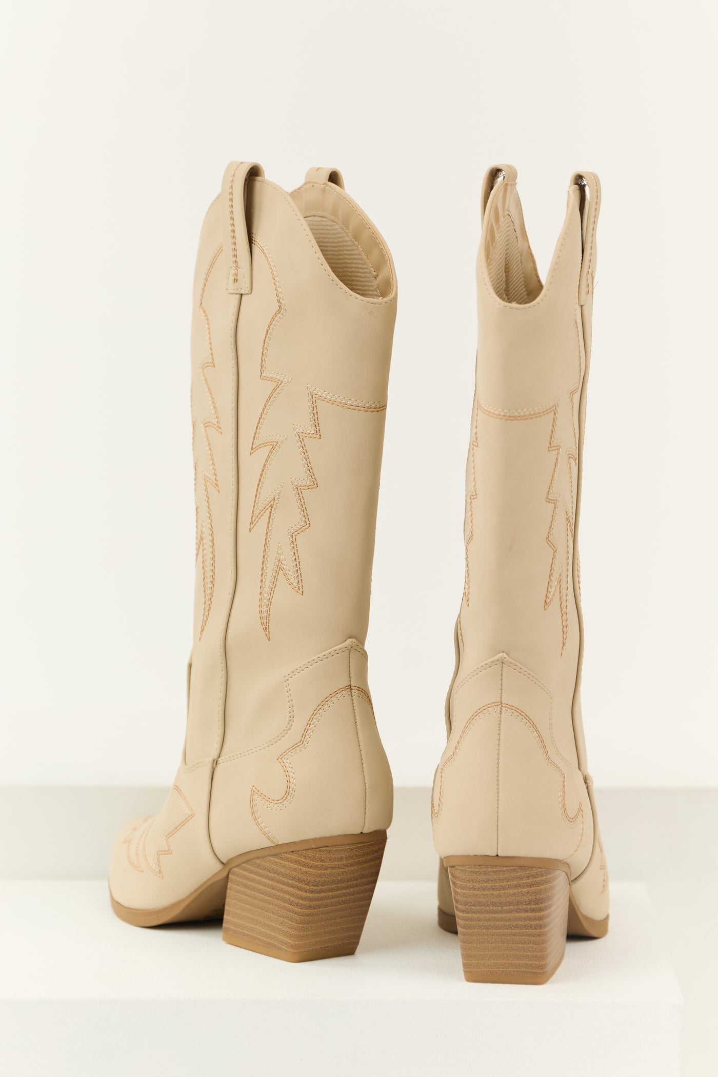 Almond Tall Western Stitching Heeled Boot