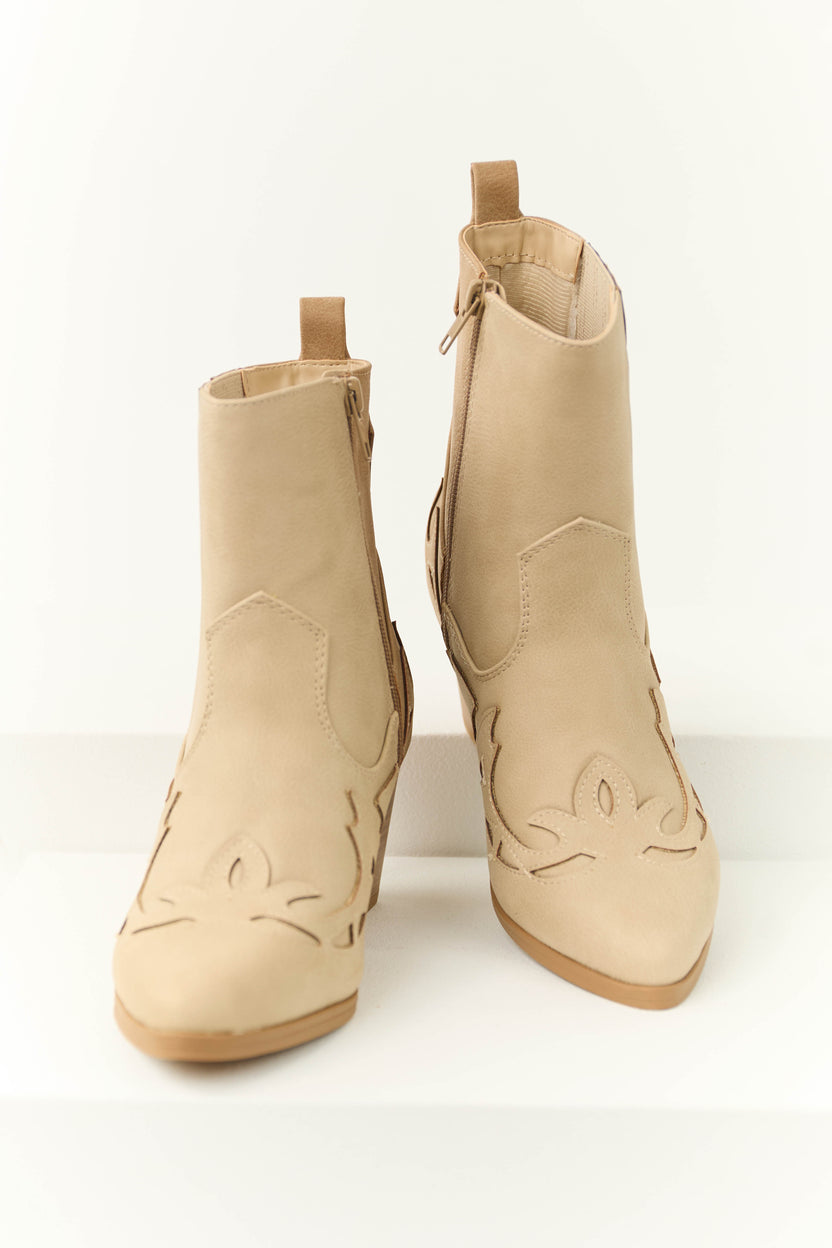 Almond and Latte Colorblock Ankle Boots