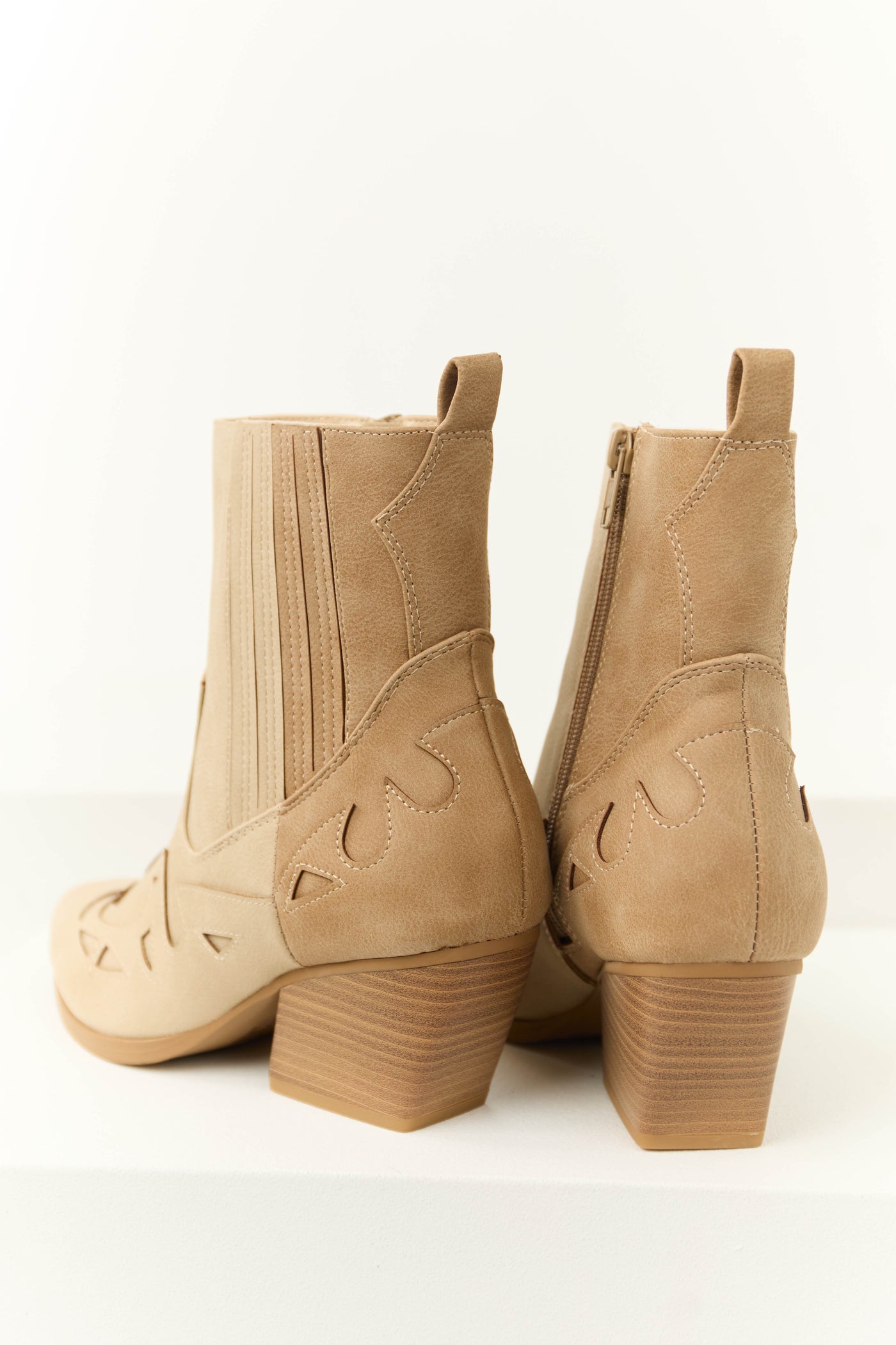 Almond and Latte Colorblock Ankle Boots