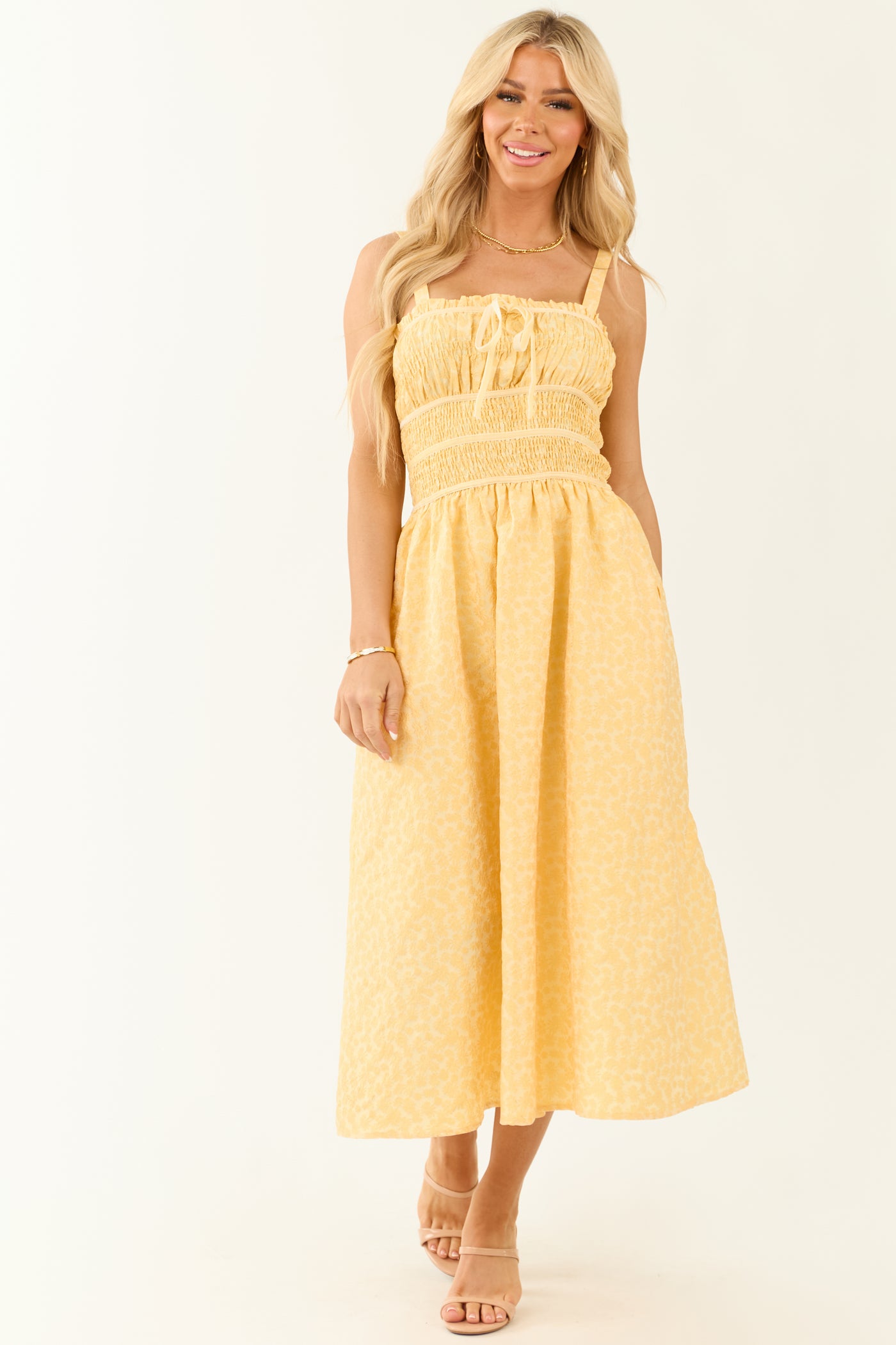 Amber Floral Embroidered Sleeveless Midi Dress