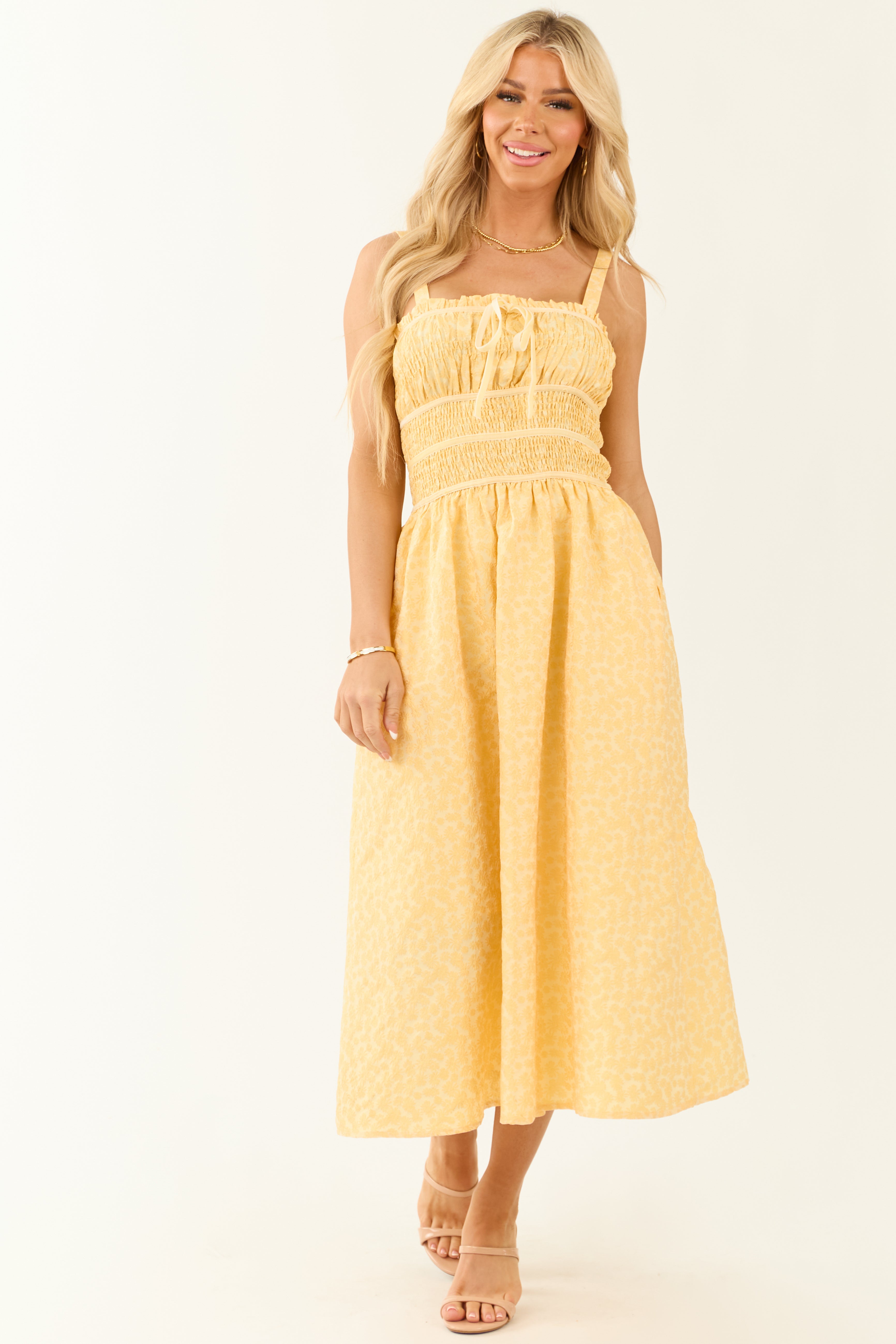 Amber Floral Embroidered Sleeveless Midi Dress