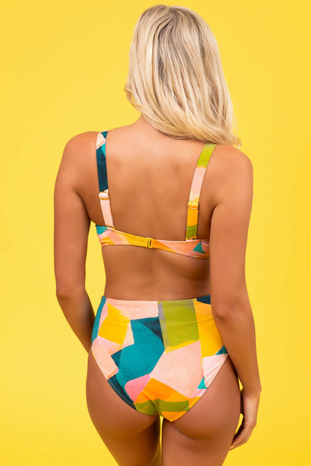 Amber Multicolor Geo Print Ring Bikini