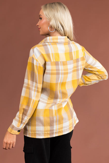 Amber Plaid Button Up Long Sleeve Top