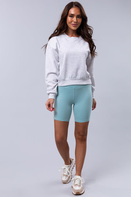 Arctic Blue Wide Waistband Biker Shorts