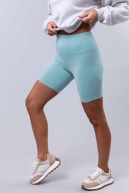 Arctic Blue Wide Waistband Biker Shorts