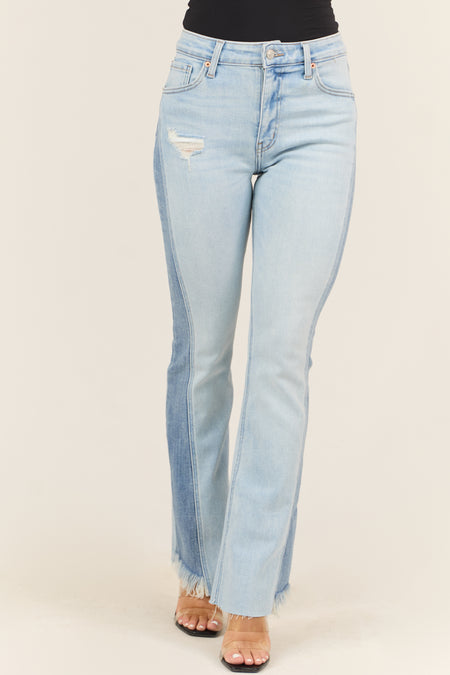 Artemis Light Wash High Rise Side Panel Bootcut Jeans