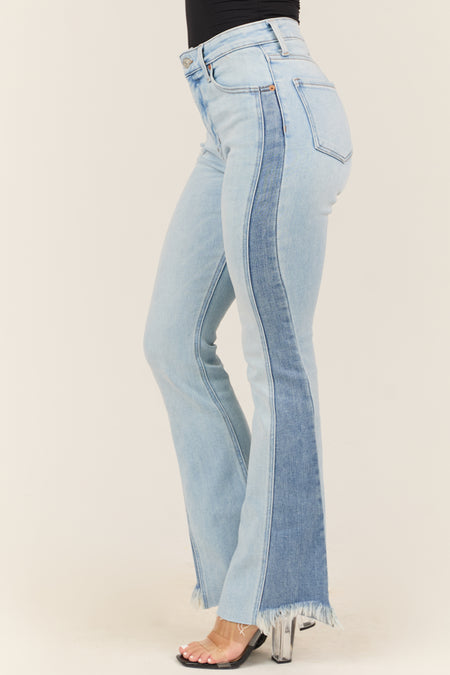 Artemis Light Wash High Rise Side Panel Bootcut Jeans