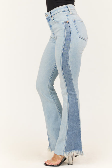 Artemis Light Wash High Rise Side Panel Bootcut Jeans