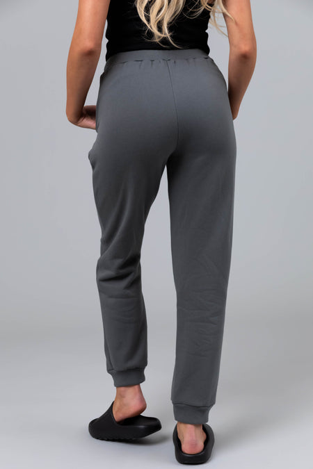 Ash Grey Elastic Fleece Joggers