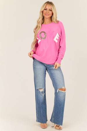 Baby Pink 'LOVE' Graphic Lightweight Sweater