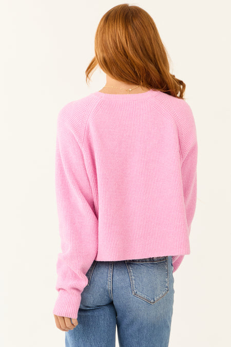 Baby Pink Long Raglan Sleeve Knit Sweater