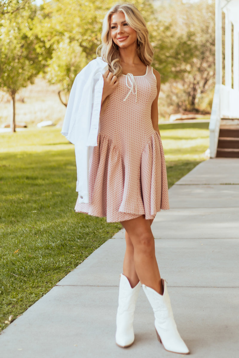 Baby Pink Floral Print Sleeveless Mini Dress