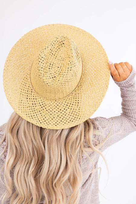 Beige Basket Weave Dainty Chain Sun Hat