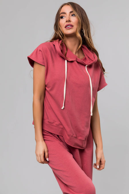 Berry Short Sleeve Hooded Lounge Set