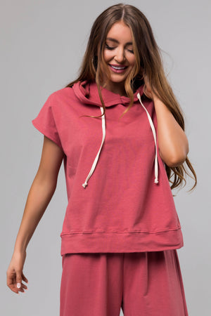 Berry Short Sleeve Hooded Lounge Set