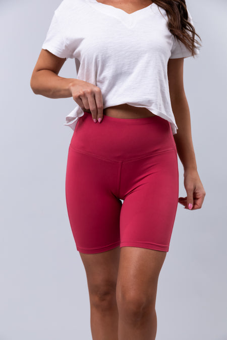 Berry Wide Waistband Biker Shorts