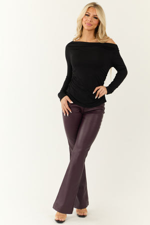 Black Boatneck Long Sleeve Fitted Top