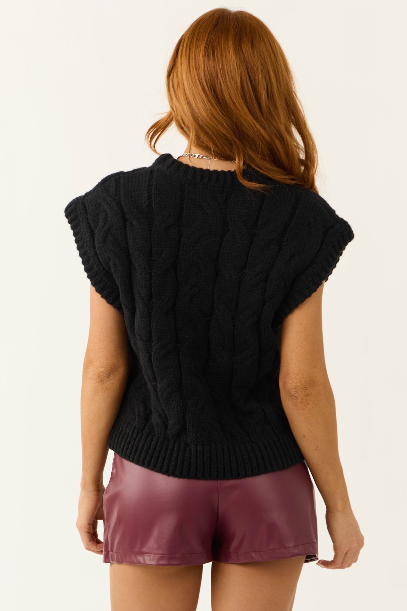 Black Cable Knit Sweater Vest