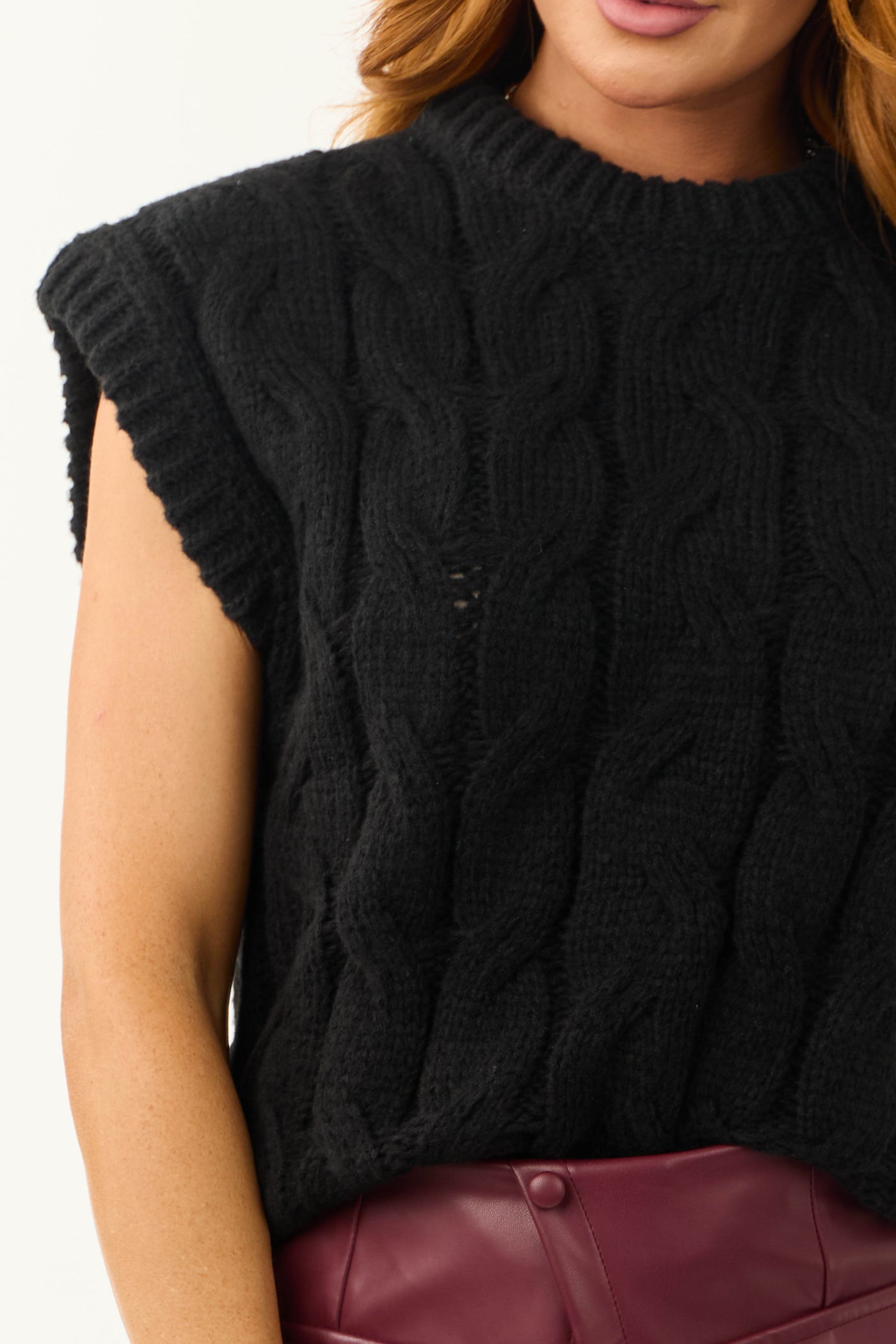 Black Cable Knit Sweater Vest