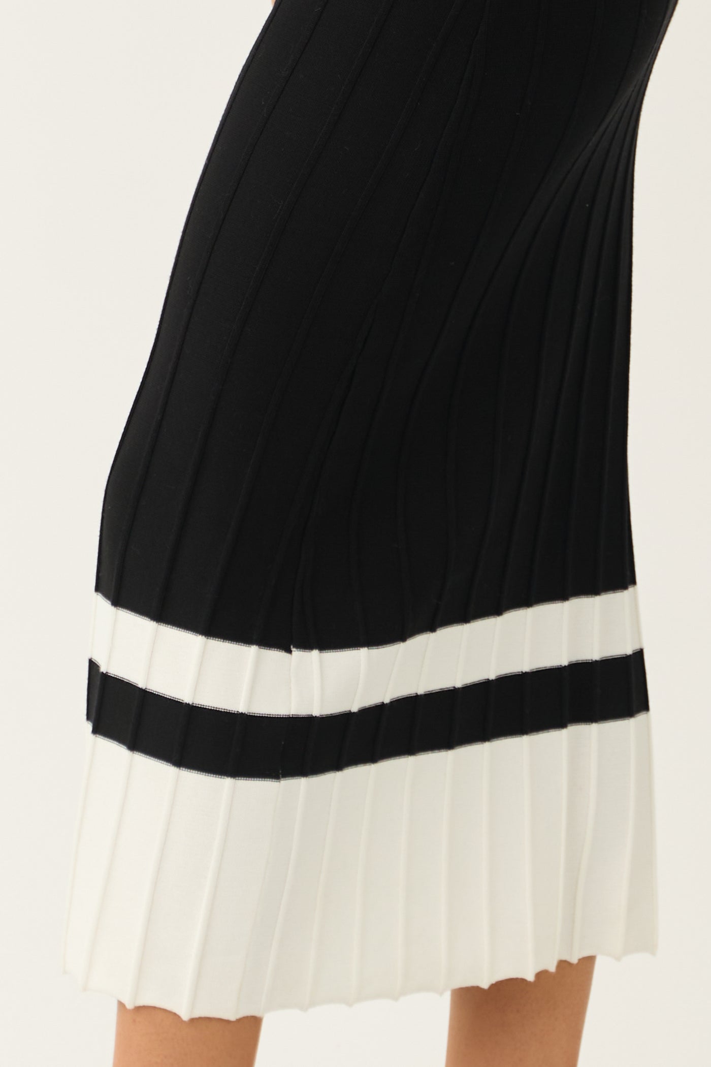 Black Colorblock Mock Neck Sweater Midi Dress