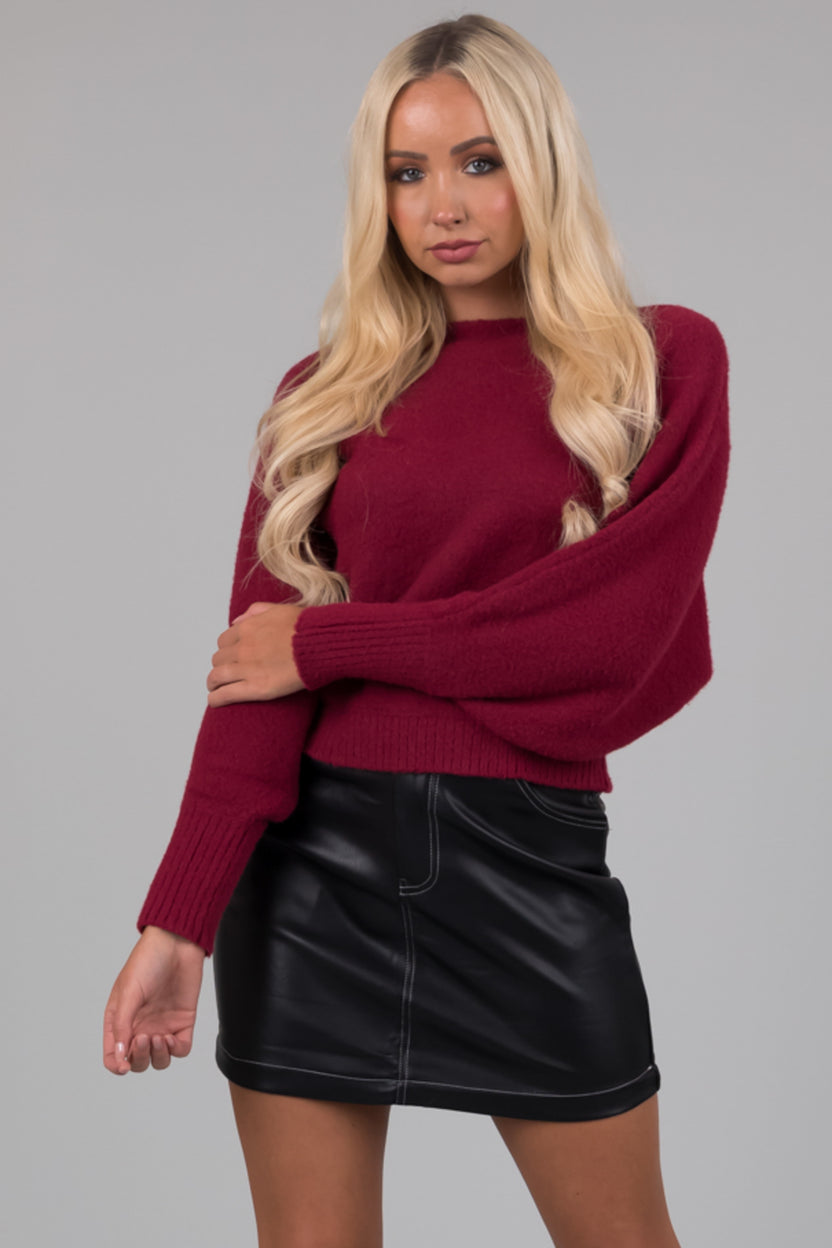 Black Contrast Stitch Pleather Mini Skirt