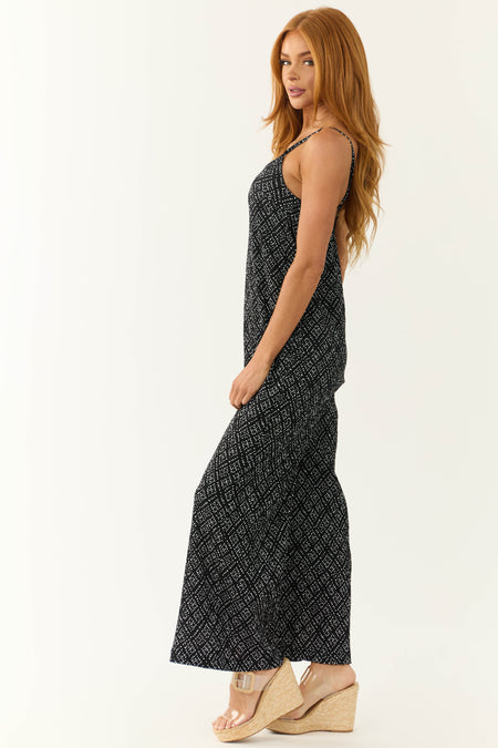 Black Dotted Wide Leg Open Back Jumpsuit