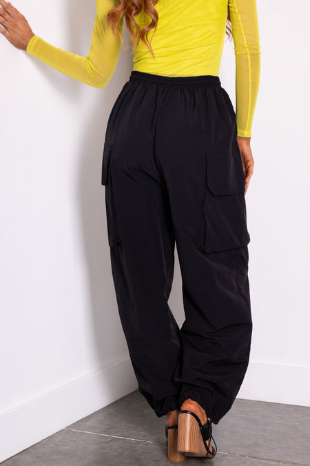 Black Drawstring Cargo Pants