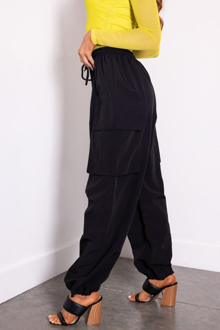 Black Drawstring Cargo Pants