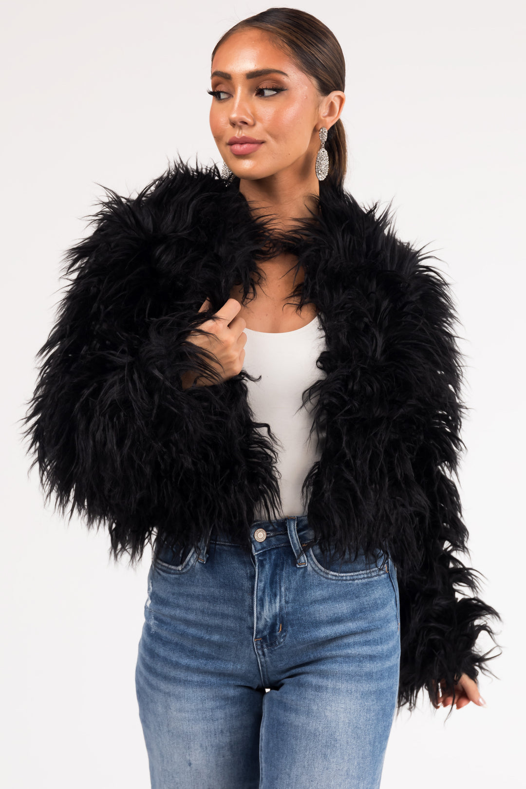Buy Black Faux Fur Jacket 18, Coats