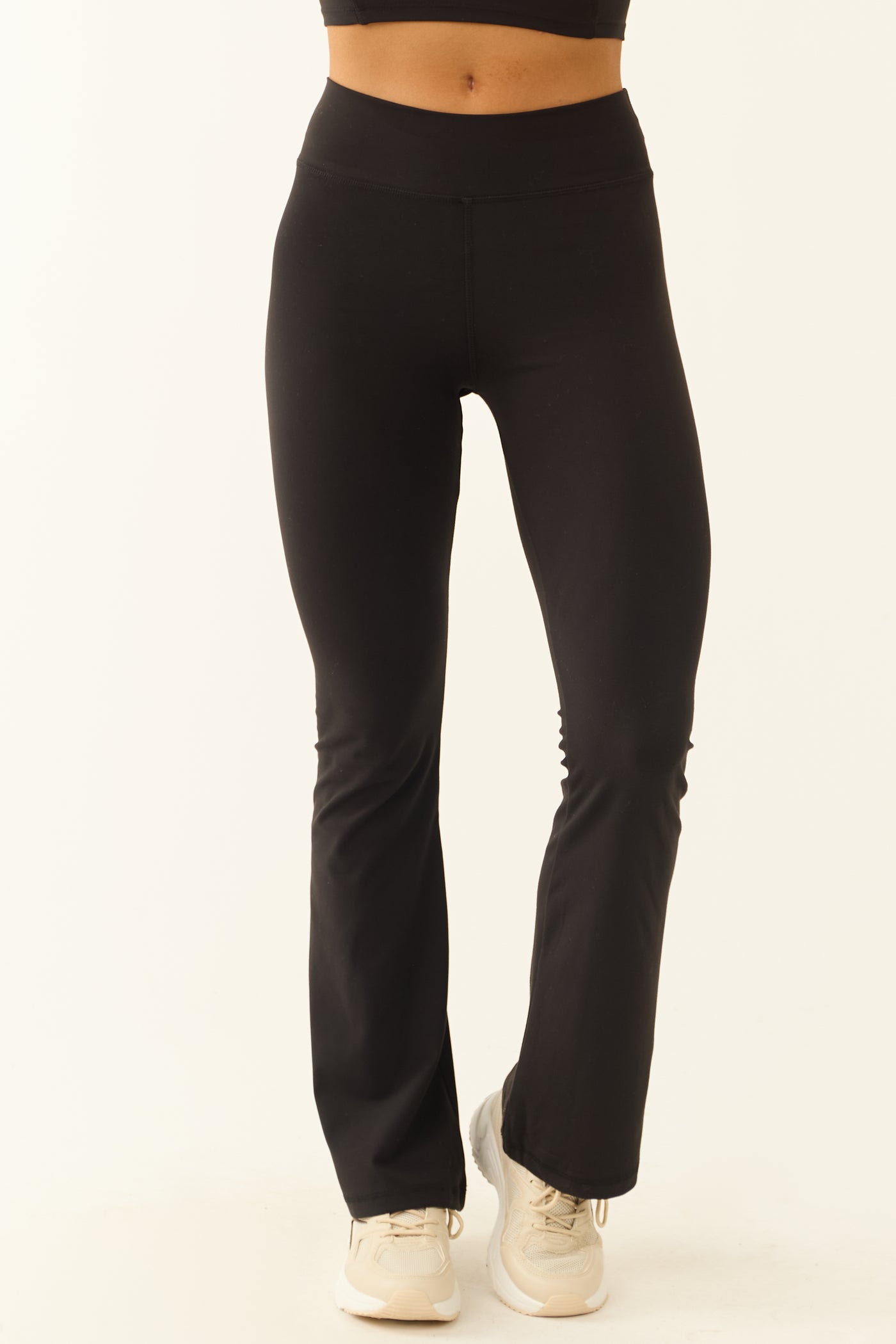 Black Flare Leg High Rise Stretch Leggings