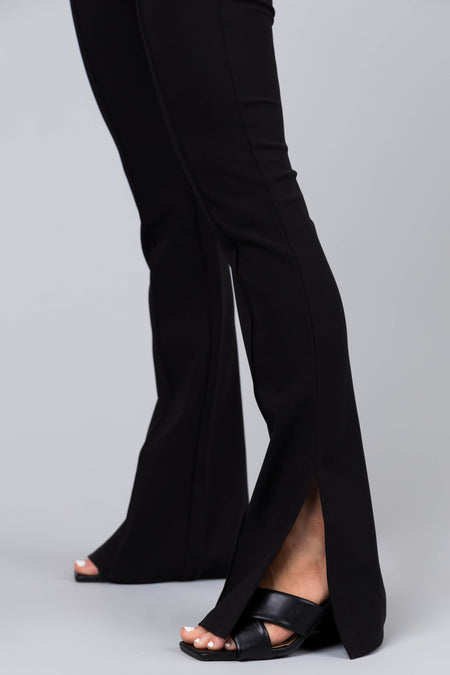 Black Flare Leg Side Slits Pants