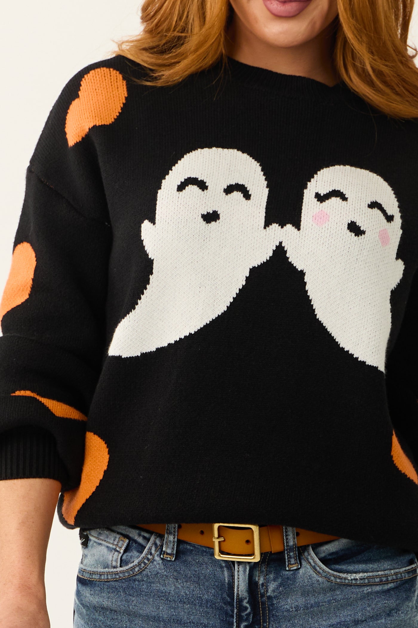 Black Halloween Graphic Soft Knit Sweater