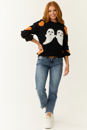 Black Halloween Graphic Soft Knit Sweater