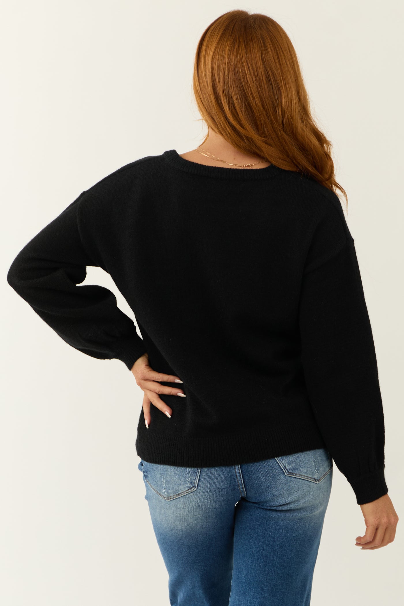 Black Halloween Pumpkin Graphic Knit Sweater