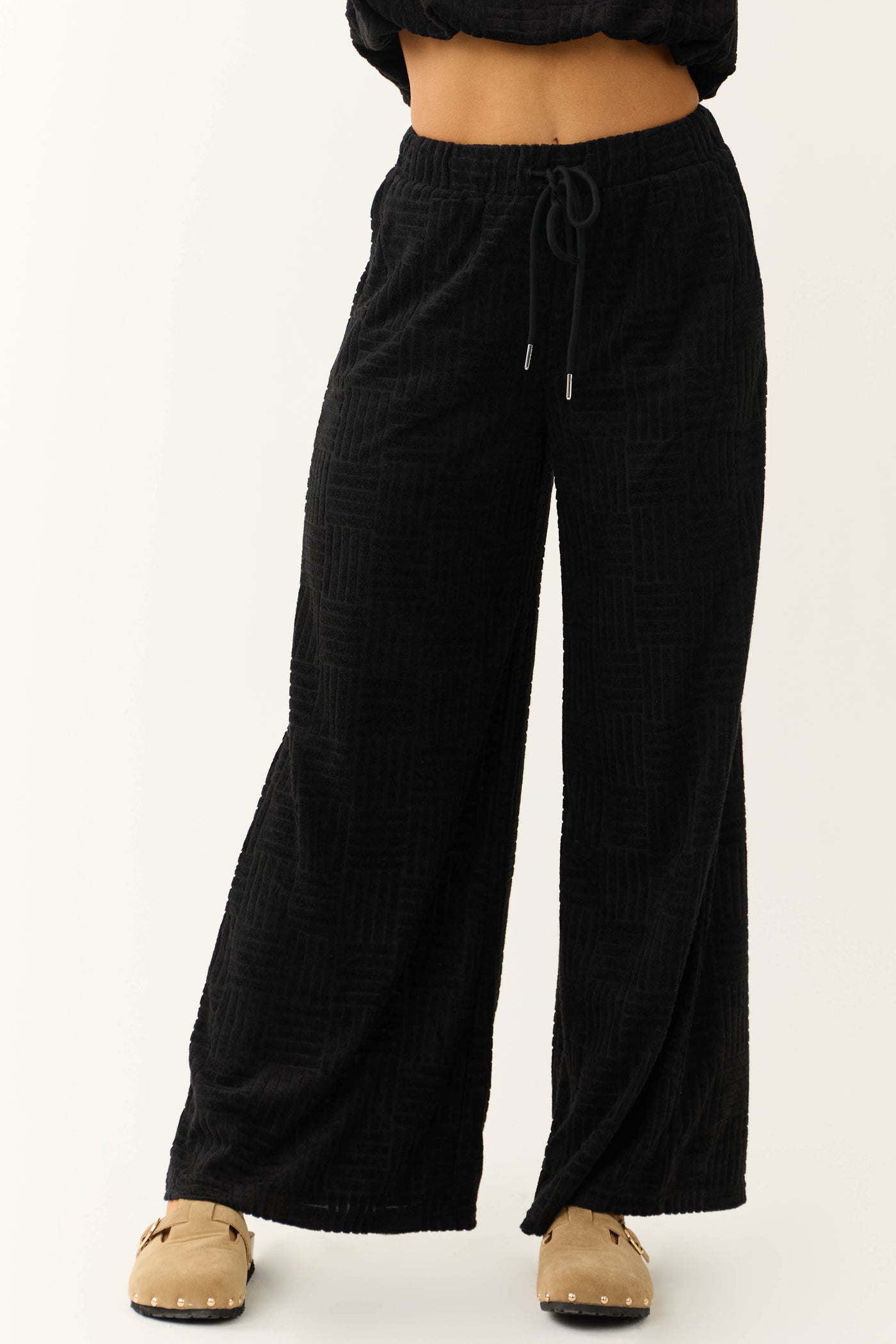 Black High Rise Wide Leg Pants with Pockets