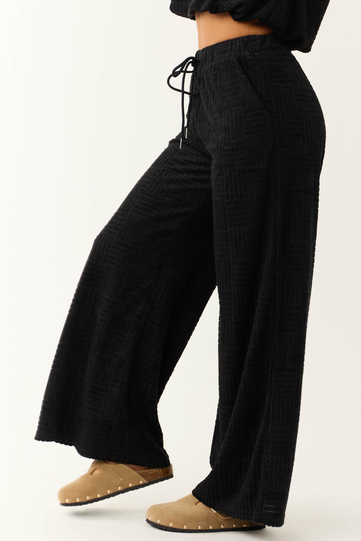 Black High Rise Wide Leg Pants with Pockets