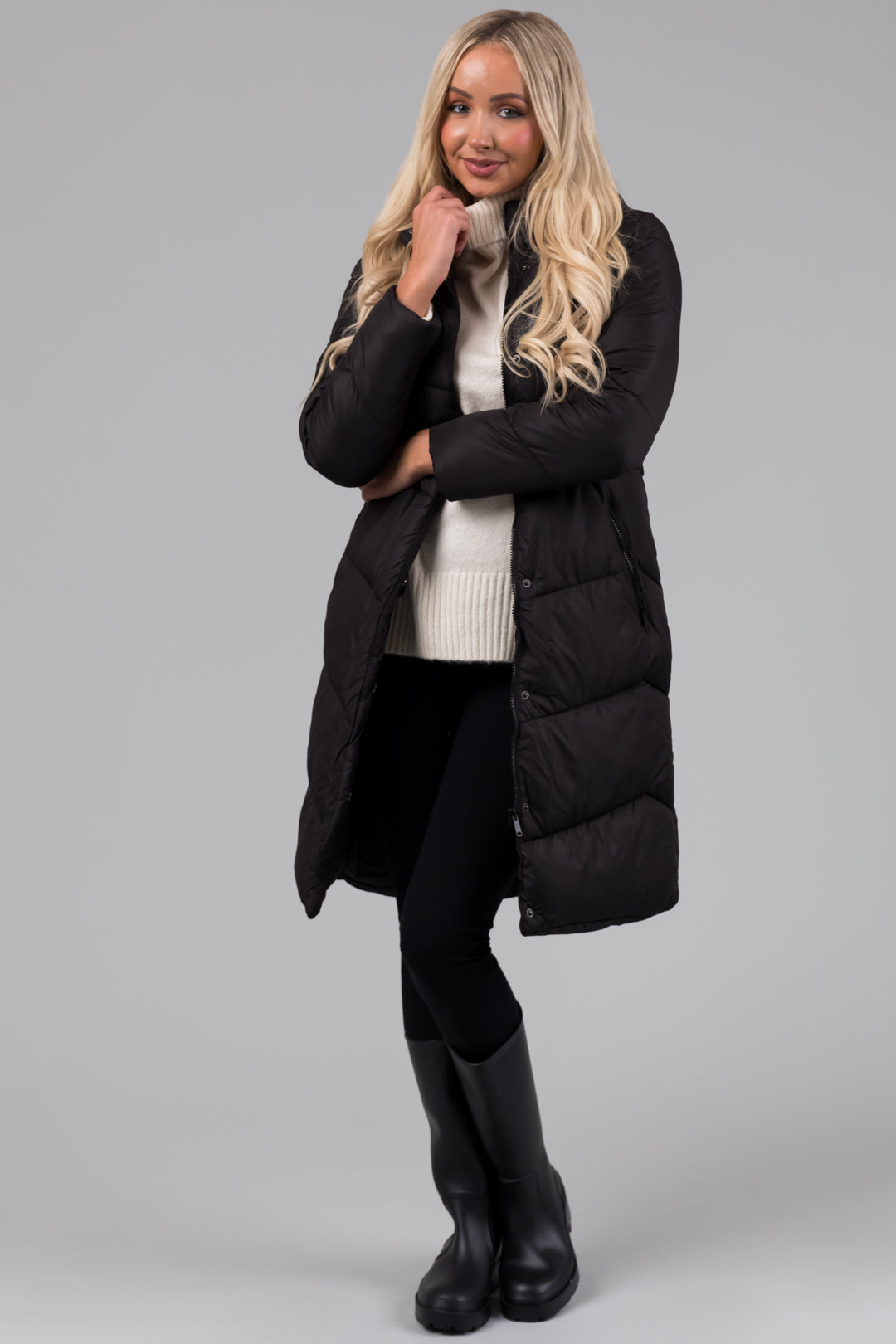 Knee length online puffer