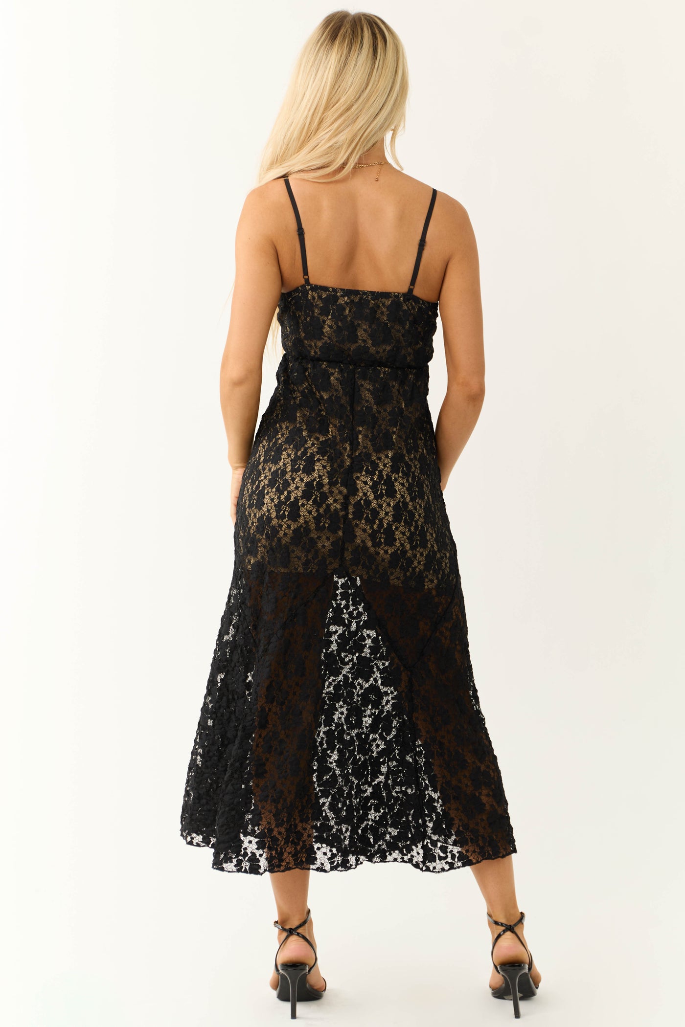 Black Lace Sleeveless Midi Dress